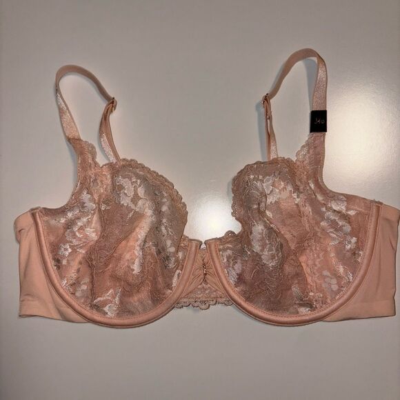 Victoria's Secret Peach Floral Lace Underwire Unlined Demi Bra Size 34D NWT - Picture 11 of 16